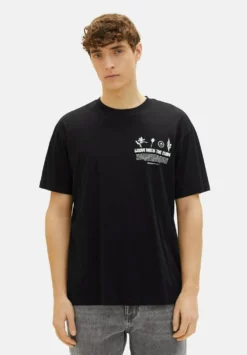 TOM TAILOR DENIMMIT PRINT - T-shirt Med Print - Black
