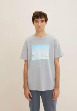 TOM TAILOR DENIMMIT FOTOPRINT  - T-shirt Med Print - Explicit Grey