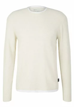 TOM TAILOR DENIMFAKE DOUBLE LAYER - Stickad Tröja - Soft Light Beige Melange -Tom Tailor Denim Försäljning 3341d5daff04435aa5646ead0784b2aa