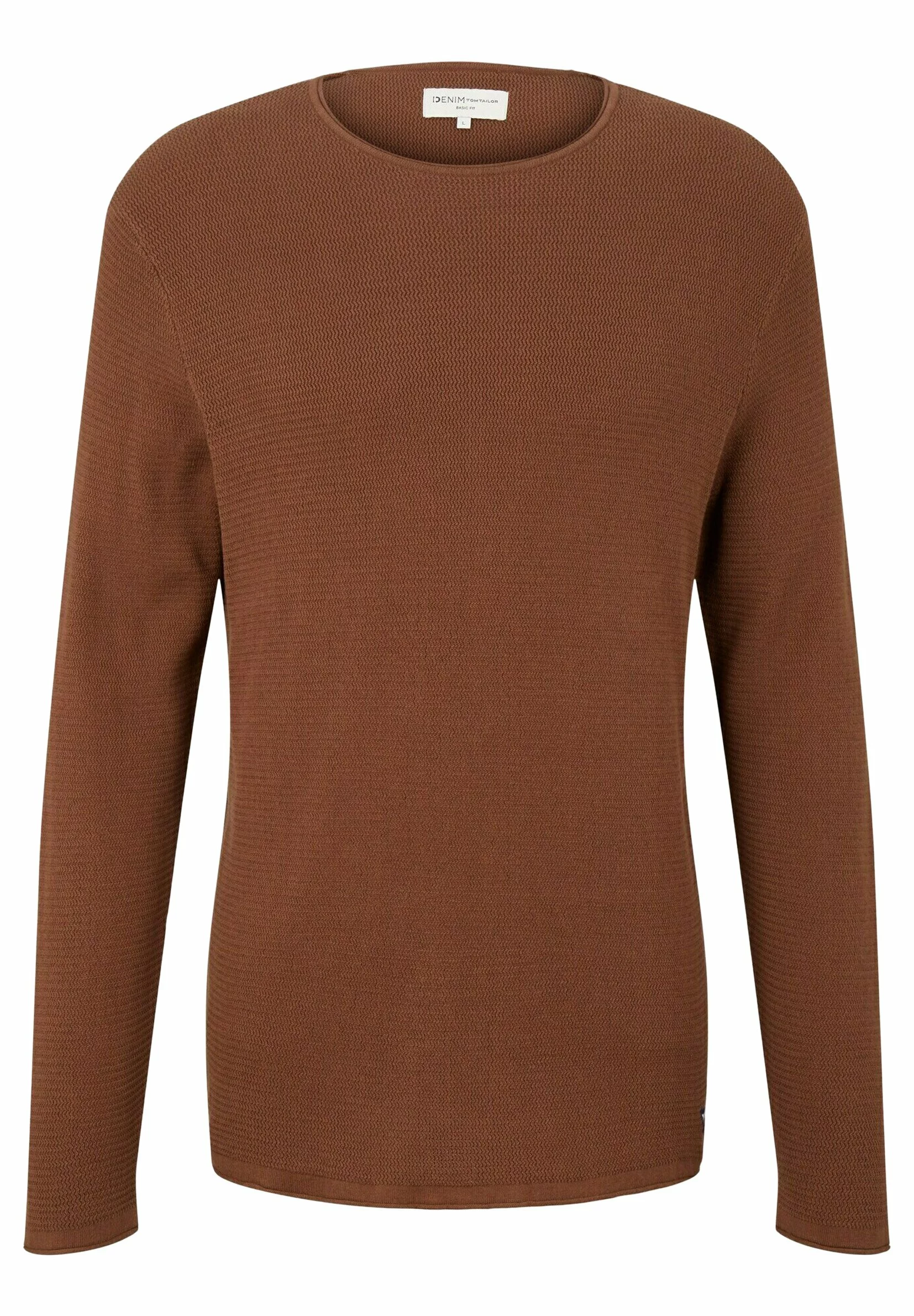 TOM TAILOR DENIMZIGZAG STRUCTURED CREWNECK - Stickad Tröja - Light Wood Brown 7 TOM TAILOR DENIMZIGZAG STRUCTURED CREWNECK - Stickad Tröja - Light Wood Brown - Bild 5