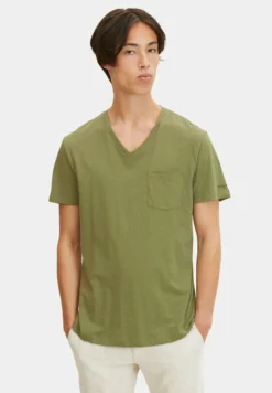 TOM TAILOR DENIMBRUSTTASCHEÂ - T-shirt - Bas - Felt Green
