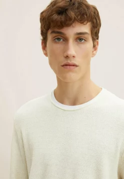 TOM TAILOR DENIMFAKE DOUBLE LAYER - Stickad Tröja - Soft Light Beige Melange -Tom Tailor Denim Försäljning 4907a293f4eb4479af4a105dd995a8f1