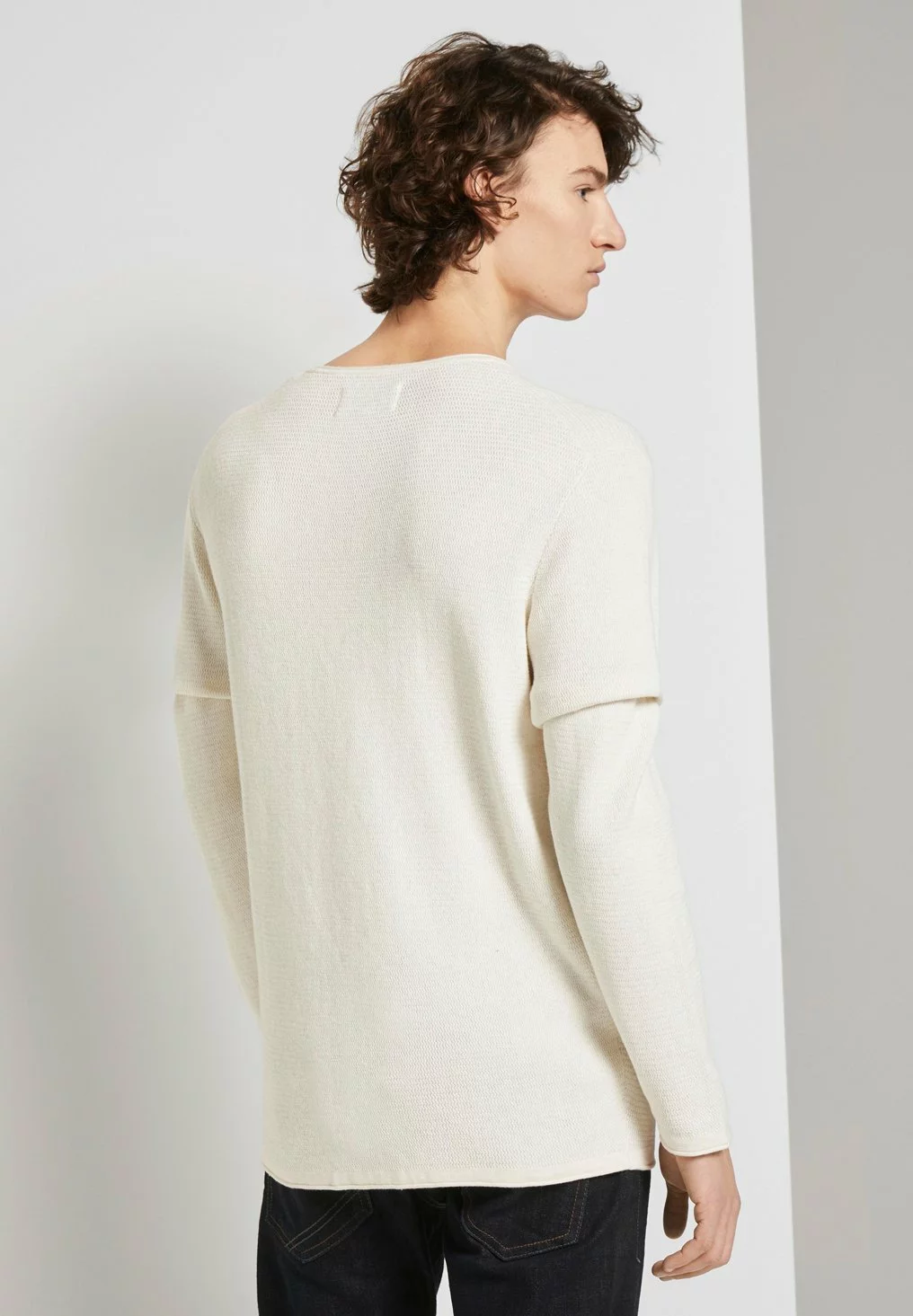 TOM TAILOR DENIMZIGZAG STRUCTURED CREWNECK - Stickad Tröja - Oat Milk Melange 5 TOM TAILOR DENIMZIGZAG STRUCTURED CREWNECK - Stickad Tröja - Oat Milk Melange - Bild 3