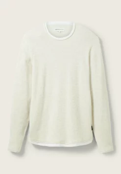 TOM TAILOR DENIMFAKE DOUBLE LAYER - Stickad Tröja - Soft Light Beige Melange -Tom Tailor Denim Försäljning acf663623ee941308aef202a2b0f2c80