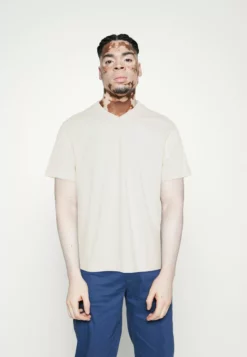 TOM TAILOR DENIMRELAXED V NECK - T-shirt - Bas - Wool White