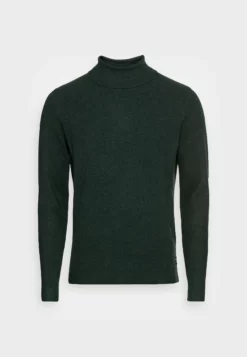 TOM TAILOR DENIMFINE COSY TURTLE NECK - Stickad Tröja - Dark Moss Green Melange