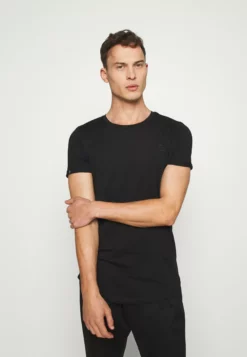 TOM TAILOR DENIMLONG BASIC WITH LOGO - T-shirt - Bas - Black